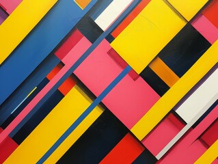 Poster - Modern abstract design features geometric patterns, minimalist lines, vibrant color blocks for a dynamic aesthetic.