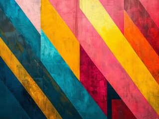 Poster - Geometric patterns in modern abstract design, minimalist lines with vibrant color blocks.
