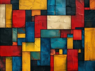 Poster - Modern abstract design features geometric patterns, minimalist lines, and vibrant color blocks.