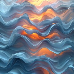 Poster - Minimalist design featuring abstract waves and texture overlay, serene pastel hues for a calming ambiance.
