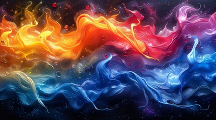 Poster - An ethereal neon digital artwork with vibrant energy flow and abstract elements.