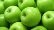 Green apples as background, closeup. Healthy eating and dieting concept