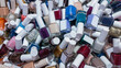 Close-up of a group of colorful nail polishes.