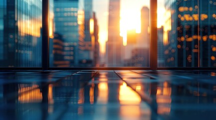 Canvas Print - city offices with windows and sun shining through them