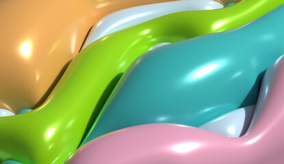 Poster - Abstract background with various inflated figures, 3D rendering illustration