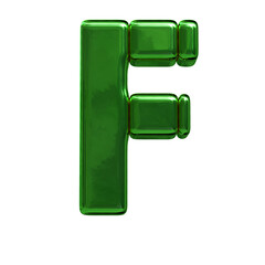 Symbol made of green vertical blocks. letter f