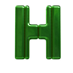 Symbol made of green vertical blocks. letter h