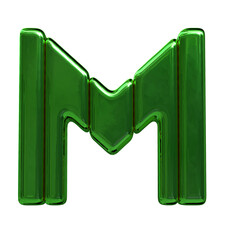 Symbol made of green vertical blocks. letter m
