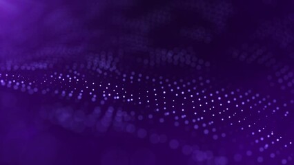 Digital flowing dots purple loop background