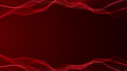 Technology digital particles flow, empty in the middle red loop background