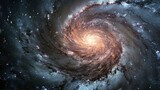 Fototapeta Kosmos - An awe-inspiring spiral galaxy with intricate layers of stars, dust, and cosmic gas, captured in vibrant colors.