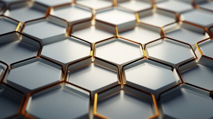 Wall Mural -  Futuristic hexagonal background Abstract geometric grid pattern