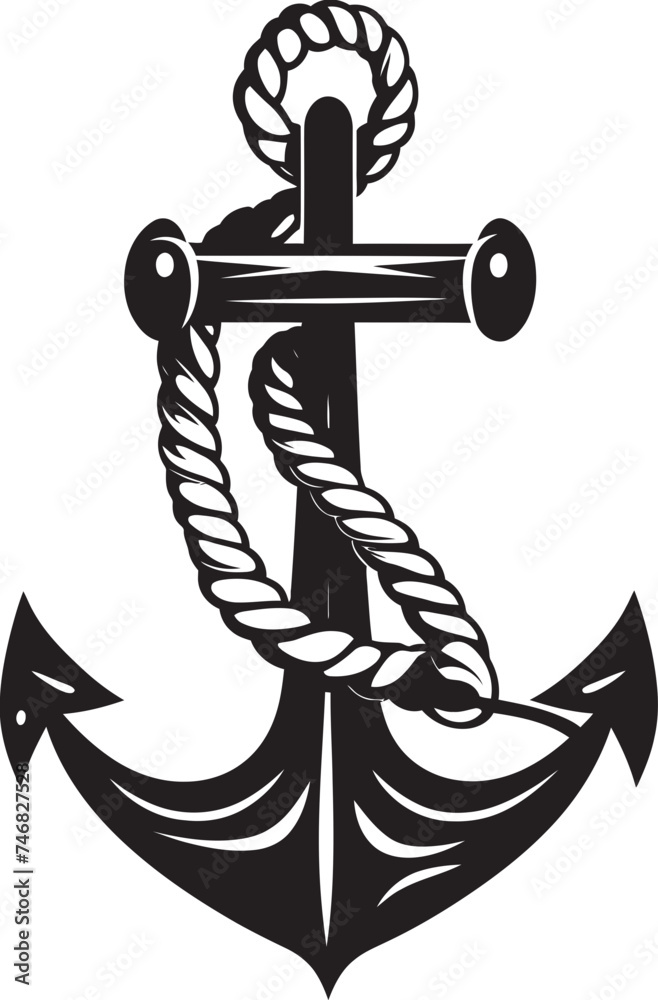 Seafarers Pride Symbol Ship Anchor with Rope Vector Design Coastal ...