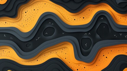 Poster - Vibrant 3d abstract background in bright black and orange colors for design projects