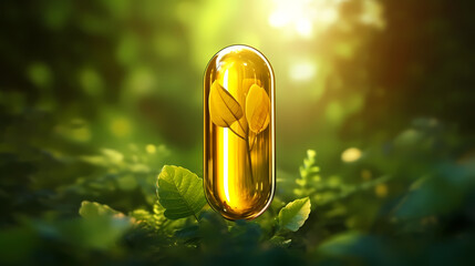 Vitamin E or yellow fish oil or Omega 3-6-9 capsules, ultra close-up macro view