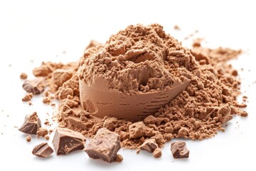 Sticker - Cocoa protein powder on white background