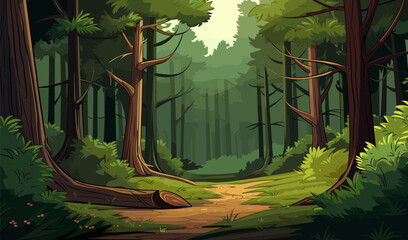 Wall Mural - Forest wood vector simple illustration wide