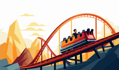 Wall Mural - roller coaster vector flat minimalistic isolated illustration