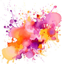 Abstract Watercolor Stain On A Transparent Background	Orange Purple Yellow