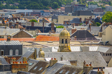 Wonderful panoramic view of Dieppe town, the fishing port on the English Channel, at the mouth of Arques river. Dieppe, Normandy, France.