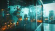 © Matcha_09 - Abstract creative financial graph and world map on blurry contemporary office building background, financial and trading concept. Multiexposure