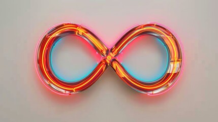 neon infinity symbol on grey wall. ai generated