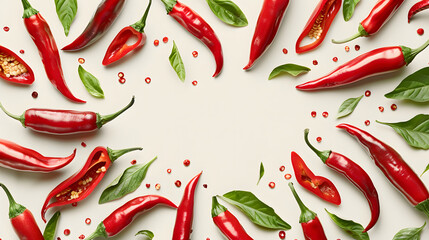 Delicious red chili peppers cut out	