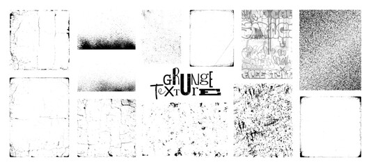 Poster - Different types overlay texture: concrete, old, shabby, worn, wrinkled. Background blending effects. Old paper for album cover, poster, vinyl, cd. Overlay texture stamps dust, grain, grunge. Vector