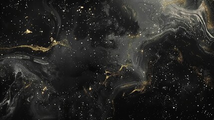 Wall Mural - Abstract Cosmic Background with Swirling Golden Particles and Nebula Textures for Creative Design