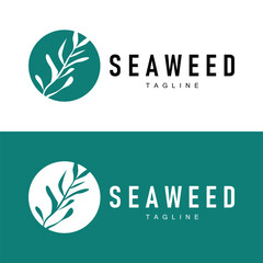 Wall Mural - Seaweed Logo Design Underwater Plant Illustration Template