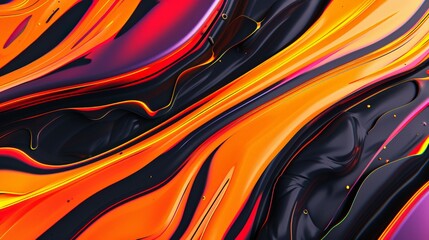 Wall Mural - Abstract Vibrant Liquid Art with Swirling Orange and Purple Hues, Dynamic Flow, and Energetic Background Texture