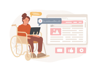 Poster - Assistive technology isolated concept vector illustration. Assistive devices for disabled people, adoptive technology, rehabilitation of elderly population, personal daily care vector concept.