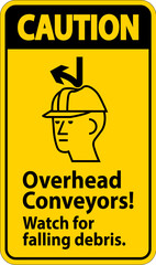 Wall Mural - Caution Sign, Overhead Conveyors Watch For Falling Debris