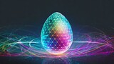 glowing sphere in the dark space, Abstract transparent cyber colorful Easter egg on dark background​