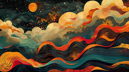 Wall Mural - funky and whimsical background illustrations