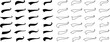 Set of Swoosh and swoop underline typography tails shape in flat styles. Brush drawn curved smear. Hand drawn curly swishes, swash, twiddle. Vectors calligraphy doodle swirl on transparent background.