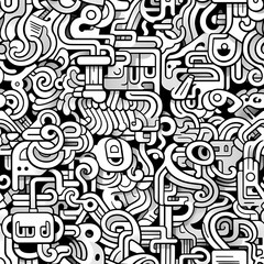Poster - doodle art, seamless pattern