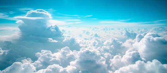 Wall Mural - tranquil sky with fluffy white clouds, a serene view of nature's beauty