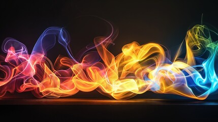 Wall Mural - Inferno Elegance Abstract Flames of Fire with Burning Smoke on Black Background, Creating a Dynamic Display for Products