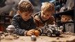 Children Engrossed in Playing with Space Rover Toy.