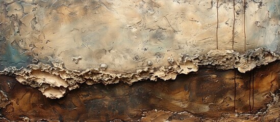 Wall Mural - This abstract painting captures the intricate details of a muddy wall with peeling paint. The blend of mud and wall aesthetics creates a unique and textured composition.