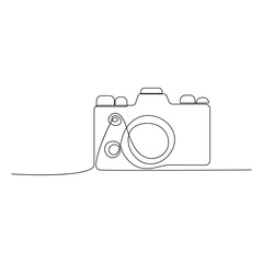 Wall Mural - Continuous one line drawing hd photo camera outline vector illustration