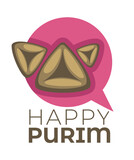 Fototapeta Pokój dzieciecy - Judaism holiday and celebration, happy purim logo