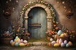 Watercolor Easter house door
