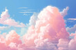 pastel pink clouds in a sunny day digital art paint