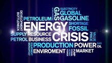 Energy Crisis Animated Word Cloud;text Design Animation Tag Kinetic Typography Seamless Loop.