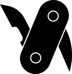 Sticker - Isolated b&w swiss knife.  