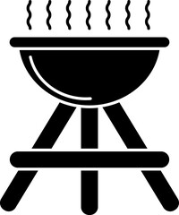 Sticker - Illustration of hot barbecue in b&w color. 