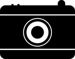 Poster - Black and white digital camera icon in flat style.  