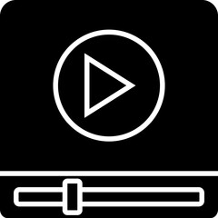 Canvas Print - Black and white video player icon in flat style. 